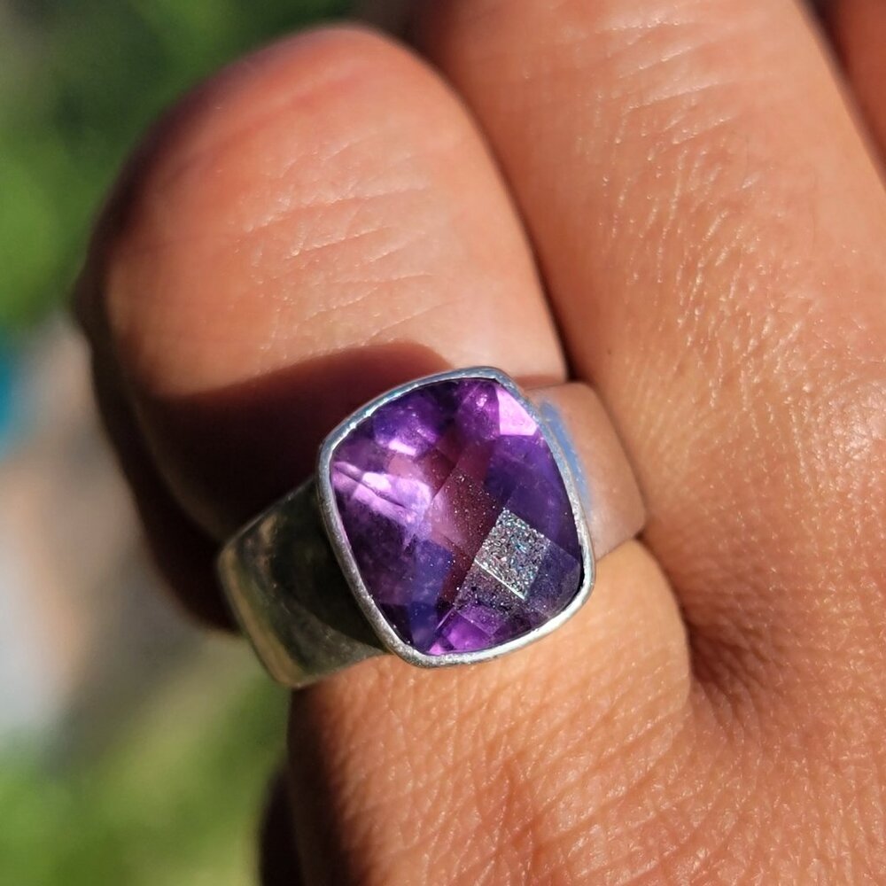 STARBORN cushion cut square amethyst 925 sterling silver ring